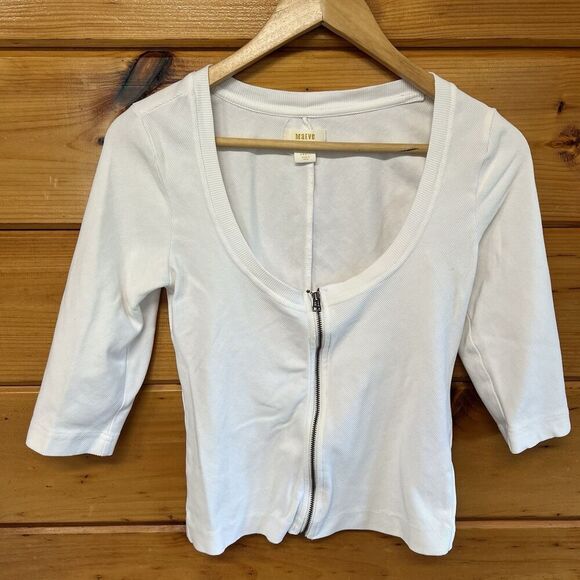 Maeve White Zipper Blouse - Picture 2 of 4